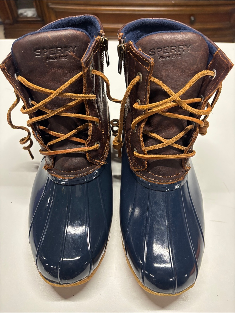 SPERRY Women’s Navy and Brown Duck Boots